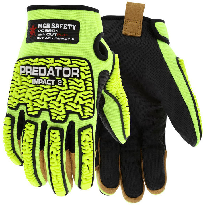 Small Black; Lime MAXGrid Cut, Puncture & Abrasion-Resistant Gloves - MCR Safety PD6901S