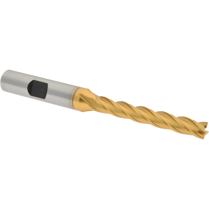 1/4" 4-Flute Cobalt Square End Mill, TiN - Hertel E4041016