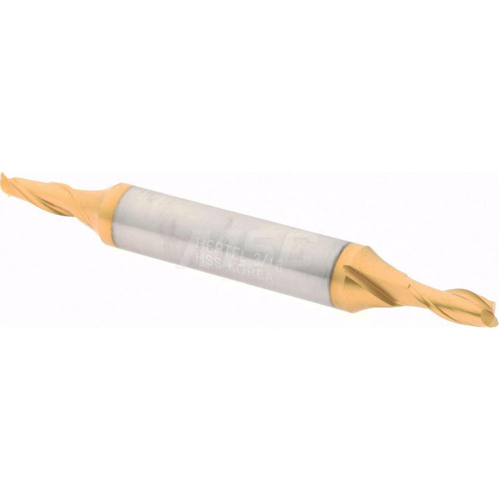 3/16" 2-Flute High Speed Steel Square End Mill, TiN - Hertel E8050012