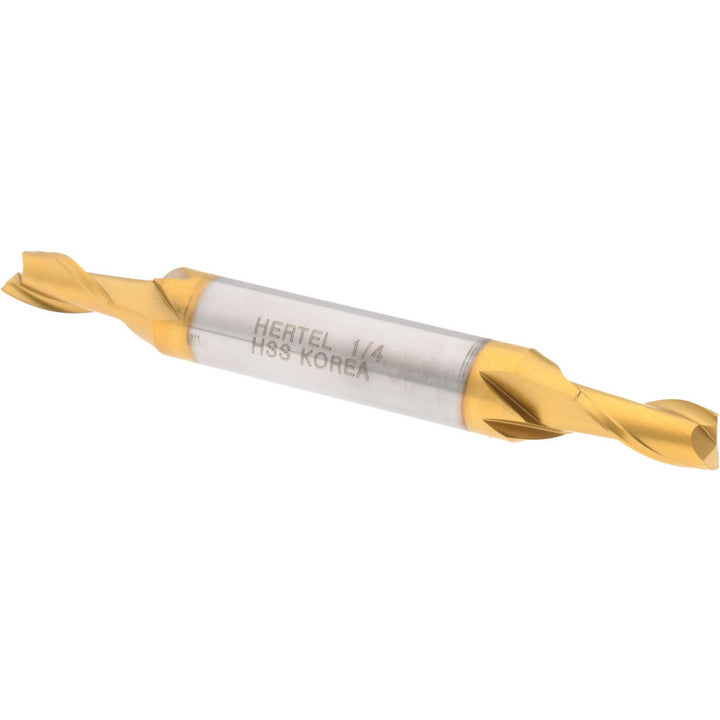 1/4" 2-Flute High Speed Steel Square End Mill, TiN - Hertel E8050016
