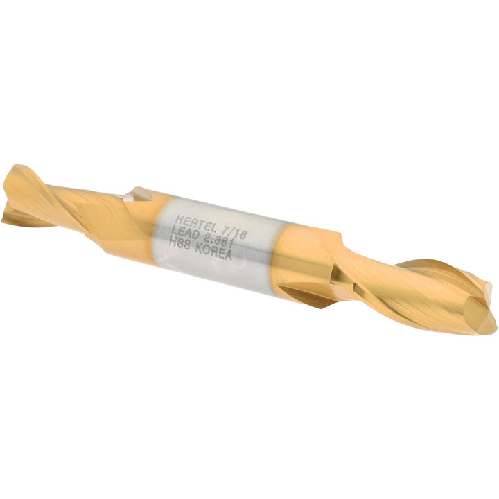 7/16" 2-Flute High Speed Steel Square End Mill, TiN - Hertel E8050028