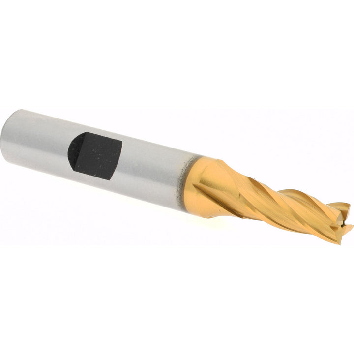 1/4" 4-Flute High Speed Steel Square End Mill, TiN - Hertel E8031016