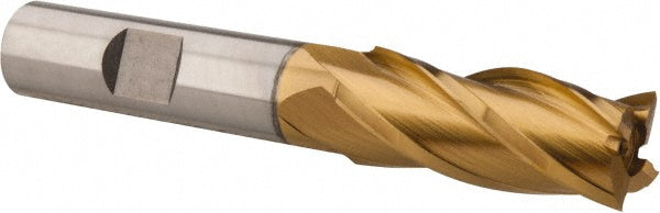 9/16" 4-Flute High Speed Steel Square End Mill, TiN - Hertel E8031036