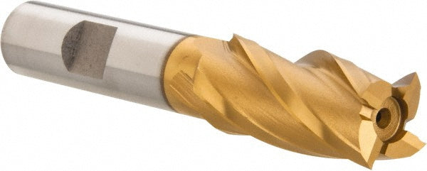 5/8" 4-Flute High Speed Steel Square End Mill, TiN - Hertel E8031904