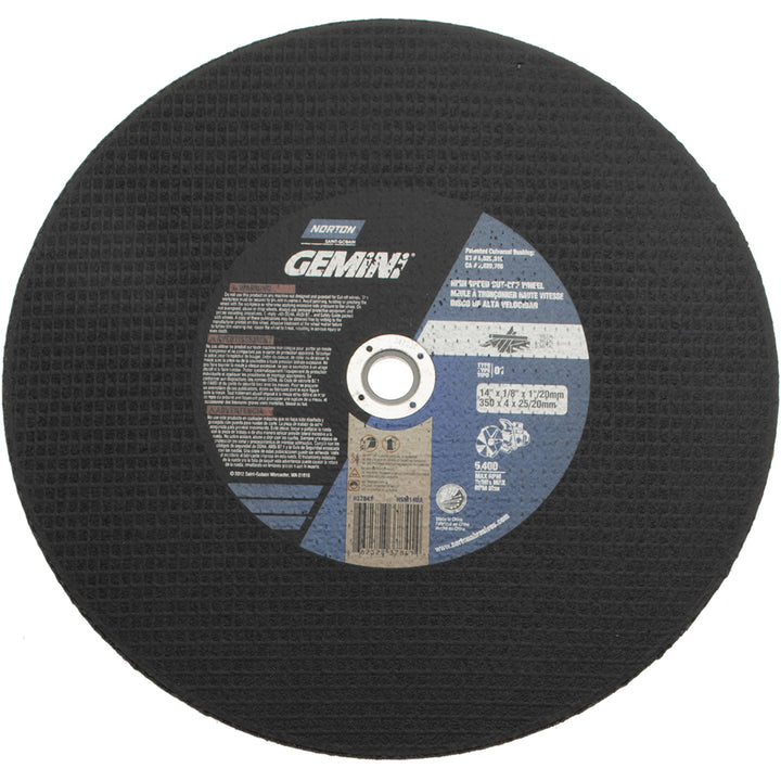 14 x 1/8" Aluminum Oxide Grinding & Cutoff Wheel - Norton 66252837841