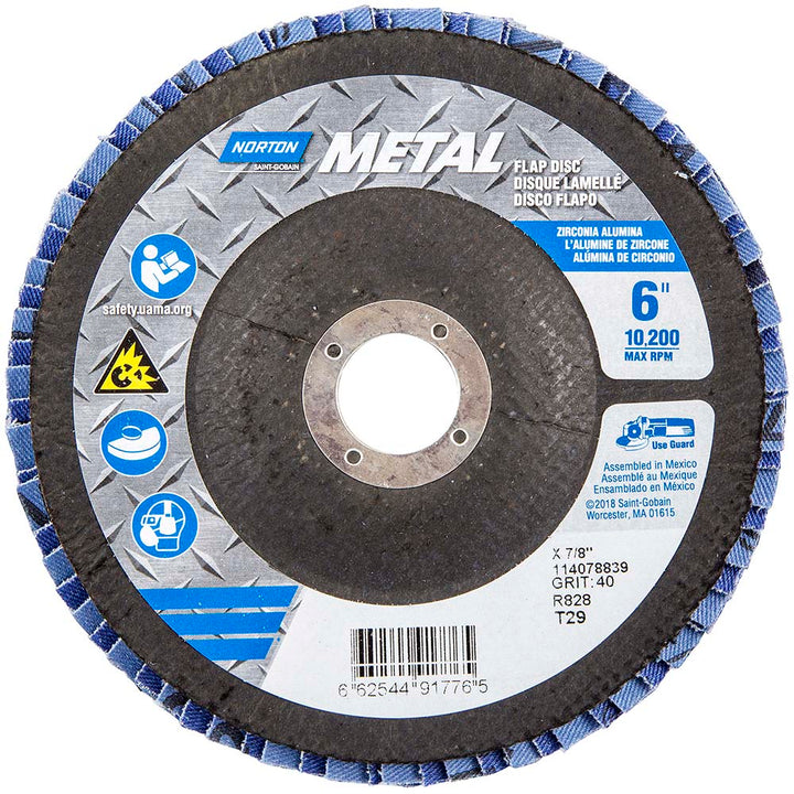 6" 40-Grit Zirconia Alumina Disc - Norton 66254491776
