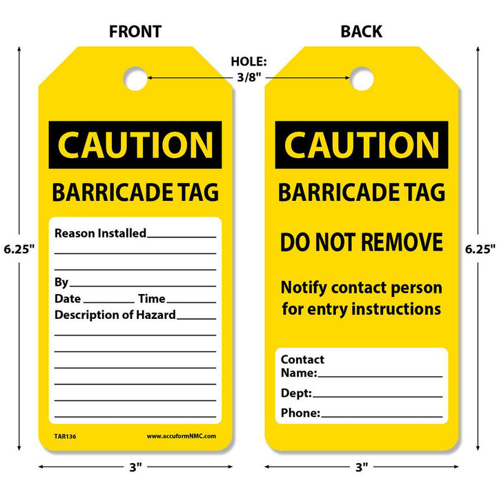 Barricade Tag Tag - AccuformNMC TAR136