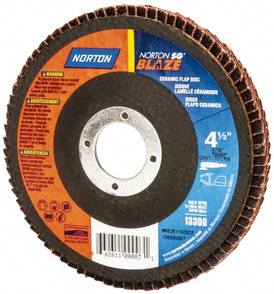 4-1/2" 60-Grit Ceramic Alumina Disc - Norton 66254400254