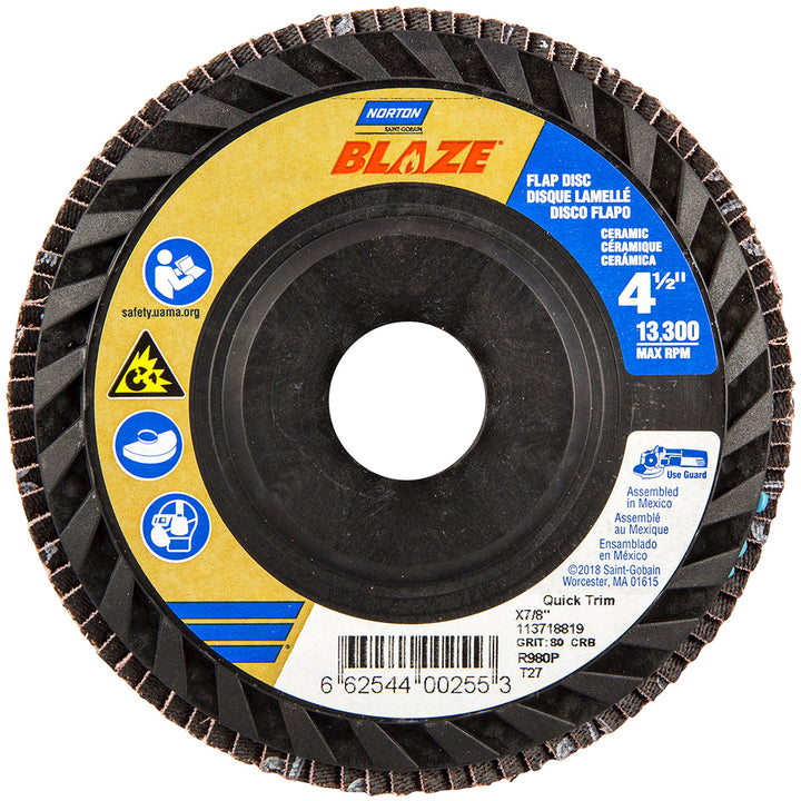 4-1/2" 80-Grit Ceramic Alumina Disc - Norton 66254400255