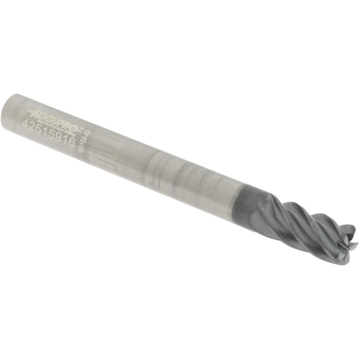 1/4" 5-Flute Solid Carbide Corner Radius End Mill, AlCrTiN - Accupro 311427