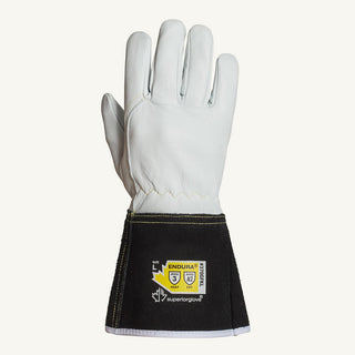 Medium White Leather Cut-Resistant Gloves - Superior Glove Works 378GKGE-M