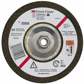 7 x 1/4" 24-Grit Ceramic Grinding & Cutoff Wheel - 3M 7100034253
