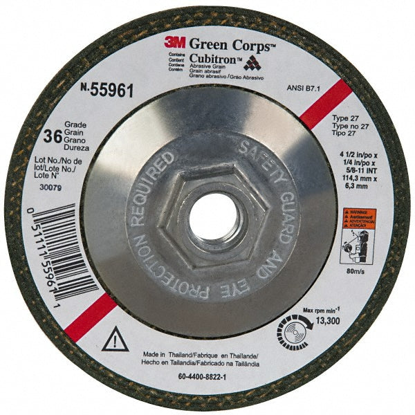 4-1/2 x 1/4" 36-Grit Ceramic Grinding & Cutoff Wheel - 3M 7010359976
