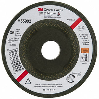 4-1/2 x 1/4" 36-Grit Ceramic Grinding & Cutoff Wheel - 3M 7000118599