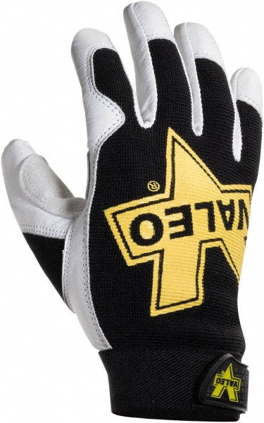 Medium Black; White Leather General Purpose Gloves - Valeo VI3732ME