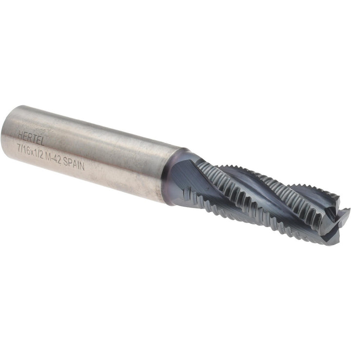 0.4375" 4-Flute Cobalt Roughing End Mill, TiCN - Hertel 44838563