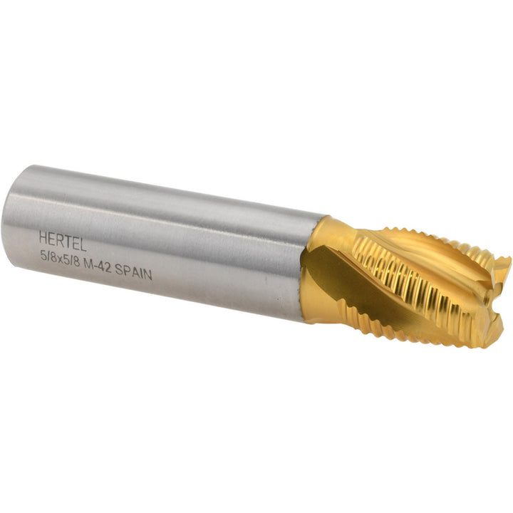 0.625" 4-Flute Cobalt Roughing End Mill, TiN - Hertel 44838639