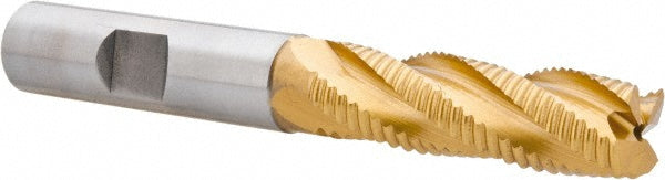 0.5000" 4-Flute Cobalt Single End Mill, TiN - Hertel 44838654