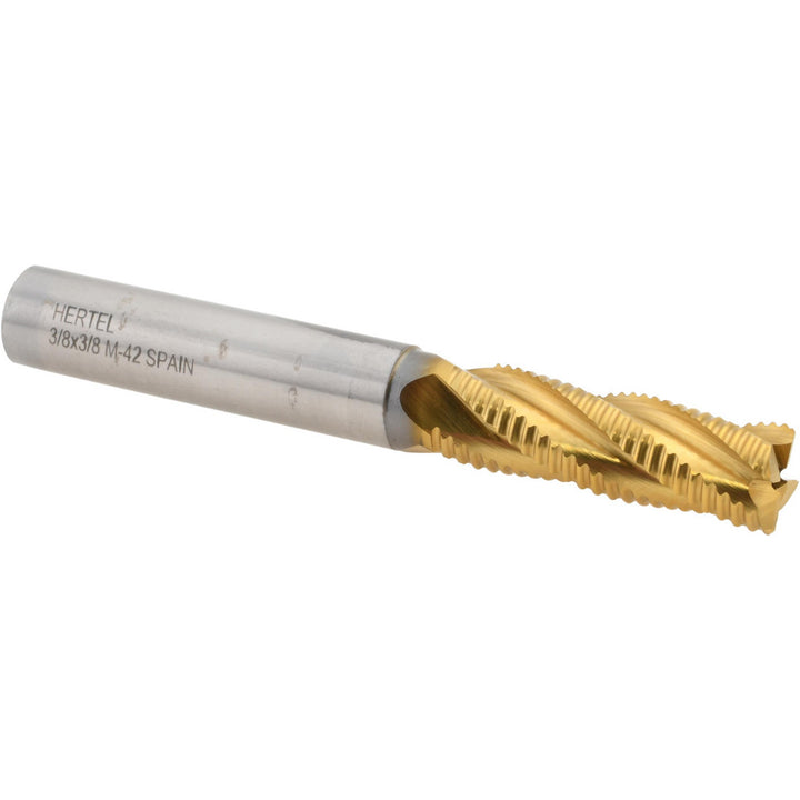 0.375" 4-Flute Cobalt Roughing End Mill, TiN - Hertel 44838688