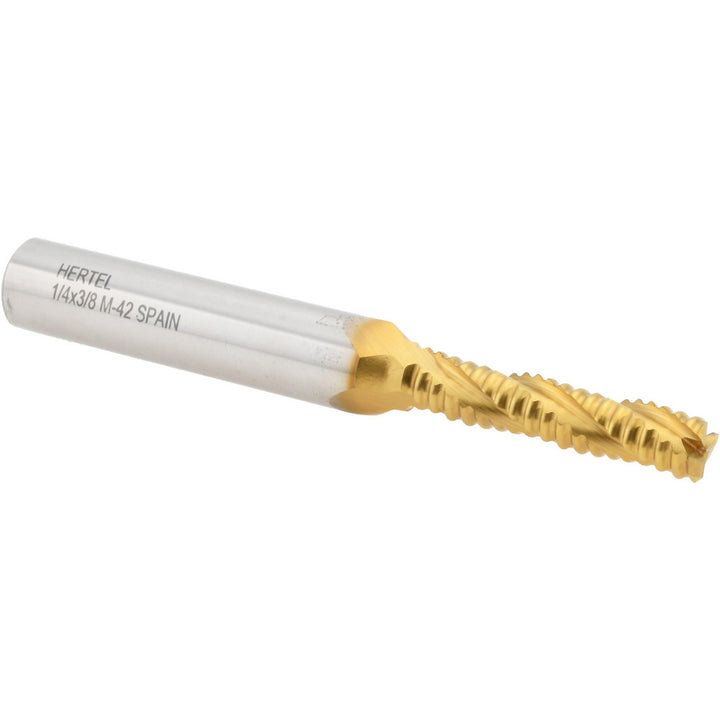 0.25" 3-Flute Cobalt Roughing End Mill, TiN - Hertel 44839082