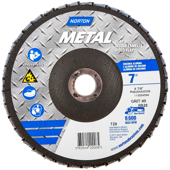 7" 40-Grit Zirconia Alumina Disc - Norton 66254420006