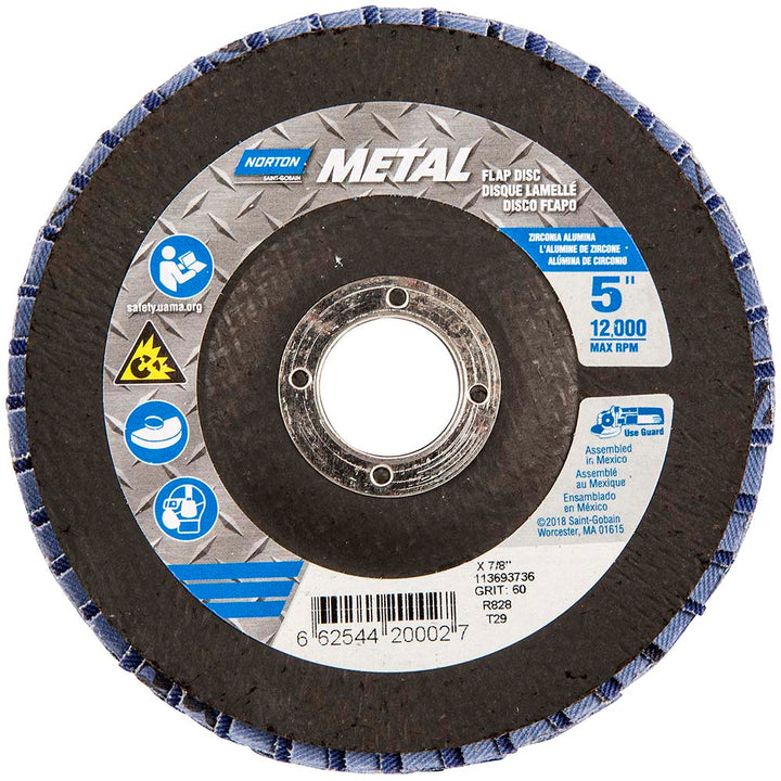 5" 60-Grit Zirconia Alumina Disc - Norton 66254420002