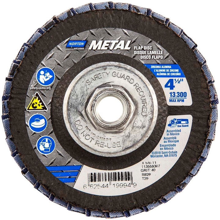 4-1/2" 40-Grit Zirconia Alumina Disc - Norton 66254419994