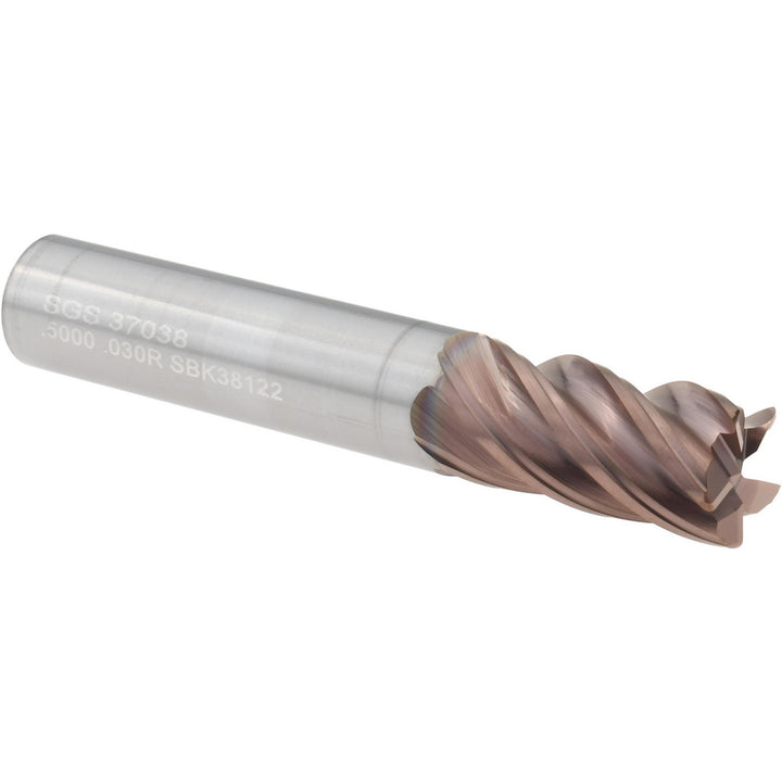 0.5" 5-Flute Solid Carbide Roughing End Mill, TiN - SGS 37038