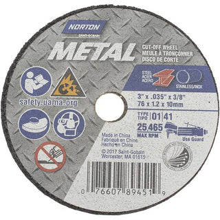 3" Aluminum Oxide Grinding & Cutoff Wheel - Norton 07660789451