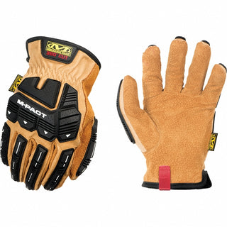 Medium Black; Brown Leather Cut-Resistant; Impact-Resistant Gloves - Mechanix Wear LDMP-C75-009