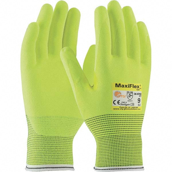 Large High-Visibility Yellow Engineered Yarn Cut-Resistant Gloves - ATG 34-8743FY/L