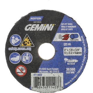 2 x 1/8" Aluminum Oxide Grinding & Cutoff Wheel - Norton 66243411403