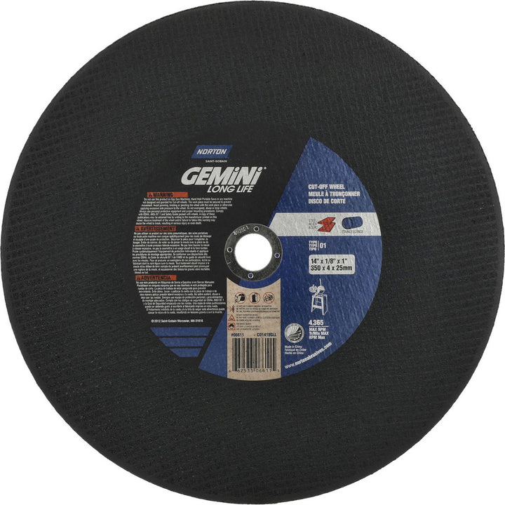 14 x 1/8" Aluminum Oxide Grinding & Cutoff Wheel - Norton 66253306611