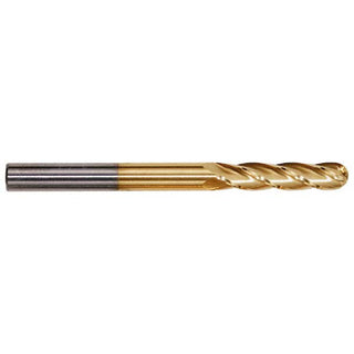 1/4" 4-Flute Solid Carbide Ball End Mill, TiN - Hertel E6062901