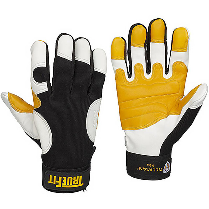 X-Large Yellow; Black; White Leather Gloves - TILLMAN 1490XL