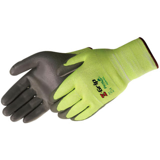 Small Gray; High-Visibility Green HPPE; Polyurethane Cut & Puncture-Resistant Gloves - Liberty Safety 4928HG-S