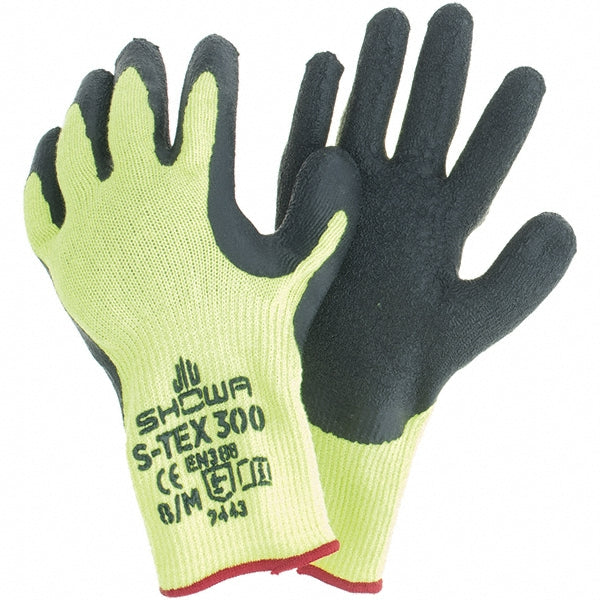 Medium Black; Yellow Polyester; Stainless Steel Cut, Puncture & Abrasion-Resistant Gloves - SHOWA S-TEX300M-08