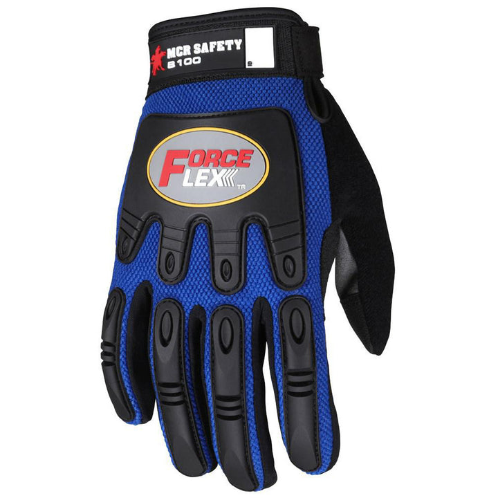 Medium Gray; Blue; Black Synthetic Leather Mechanic's & Lifting Gloves - MCR Safety B100M