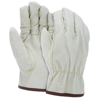 Medium Beige; Brown Pigskin Leather General Purpose Gloves - MCR Safety 3451M