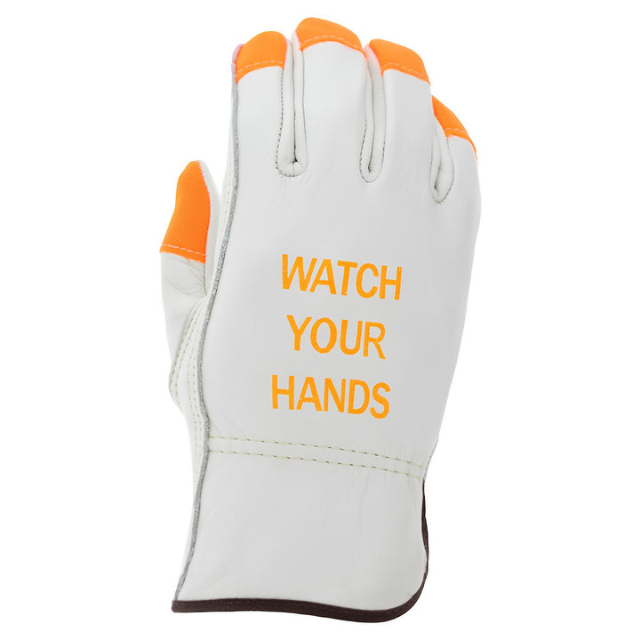 X-Large Beige; Brown; Orange Cowhide Leather General Purpose Gloves - MCR Safety 3213HVIXL