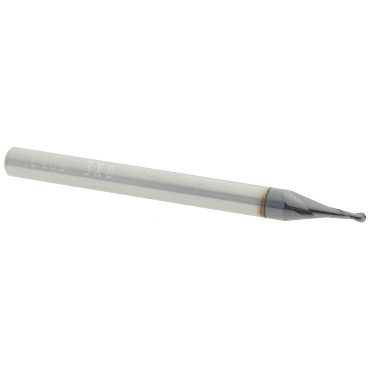 0.0400" 2-Flute Solid Carbide Ball End Mill, AlTiN - Accupro 14797386