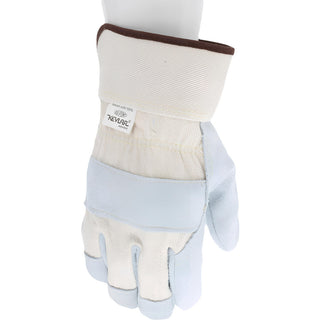 Medium Gray; White; Brown Cowhide Leather General Purpose Gloves - MCR Safety 1500KM