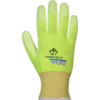 Large High-Visibility Green Engineered Yarn Cut, Puncture & Abrasion-Resistant Gloves - Superior Glove Works STAGHVPU-9