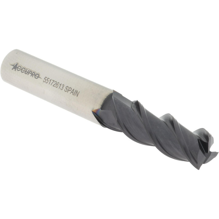 1/2" 3-Flute Powdered Metal Square End Mill, TiAlN - Accupro 39526