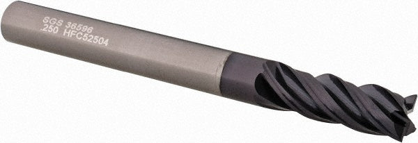 1/4" 4-Flute Solid Carbide Square End Mill, AlTiN - SGS 36596