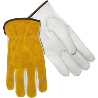 Large Tan; Gold Cowhide Leather Drivers Gloves - Steiner 0239-L