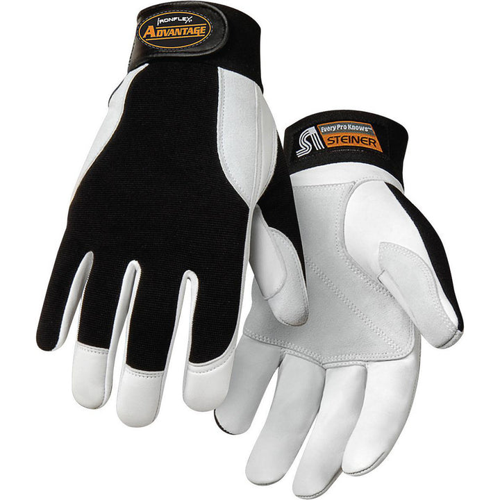 2X-Large Black; Tan Goatskin Leather General Purpose Gloves - Steiner 0944-2X