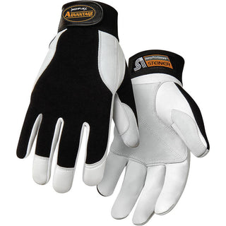 Medium Black; Tan Goatskin Leather General Purpose Gloves - Steiner 0944-M