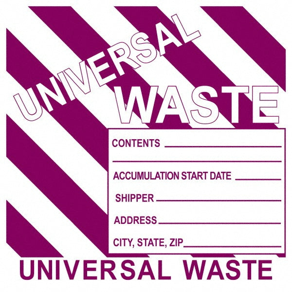 Universal Waste Contents______ Accumulation Start Date_____ Label - AccuformNMC HW31SL25