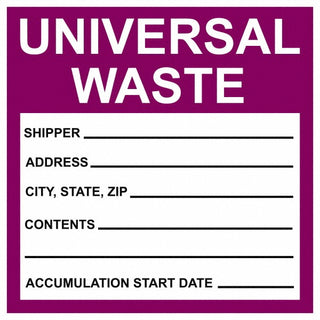Universal Waste - Shipper__________ Address____ City,State,Z Label - AccuformNMC HW30SL25